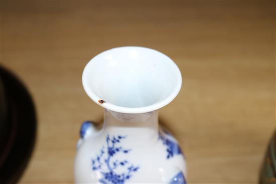 A Chinese blue and white baluster vase height 15cm